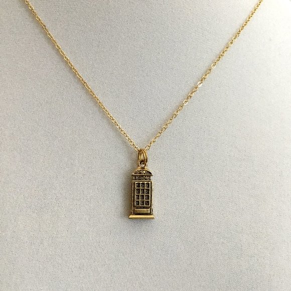 Miniature Telephone Booth London Phone Booth Payphone Phone Box Charm Necklace - Picture 3 of 4